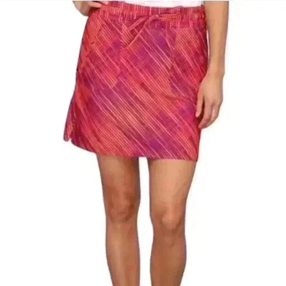 OAKLEY Women's Golf Tennis Mini Skirt Belted Side Zip‎ 4 Orange Pink Activewear